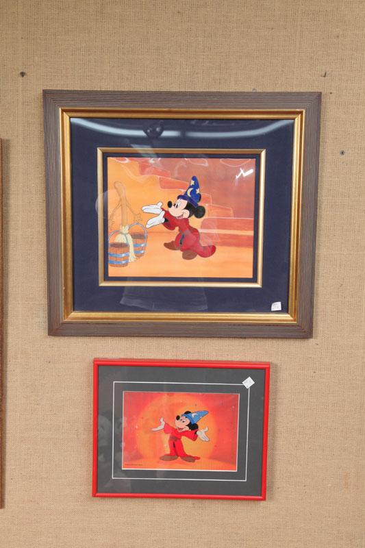 Appraisal: TWO ANIMATION CELLS Disney's Fantasia with Mickey Mouse in wizard