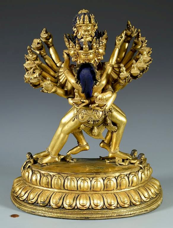 Appraisal: Large Bronze Tibetan Hayagriva Sculpture Large Tibetan -part gilt bronze