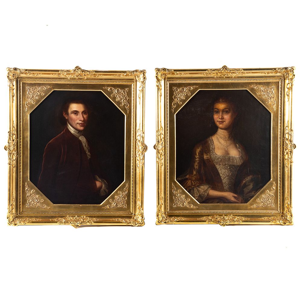 Appraisal: After John Hesselius Mr and Mrs Knox oils Late th