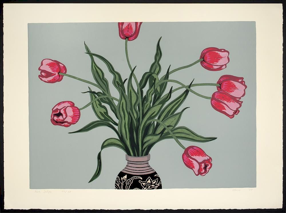 Appraisal: Phyllis Sloane - Pink Tulips Phyllis Sloane - Pink Tulips