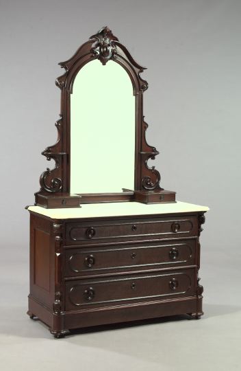 Appraisal: American Renaissance Revival Rosewood and Faux Rosewood Marble-Top Dressing Bureau