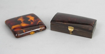 Appraisal: A Pair of Celluloid Tortoiseshell Boxes One box is of