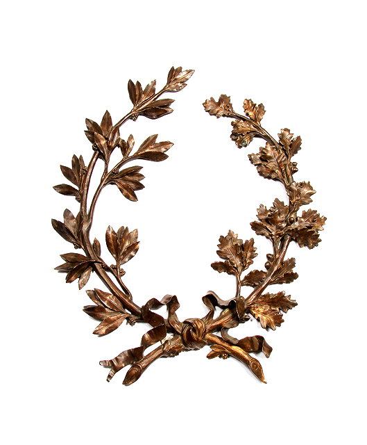 Appraisal: A FRENCH CAST BRONZE WALL MOUNTED WREATH of oak and