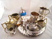 Appraisal: A mixed lot of silver plated items including a pair