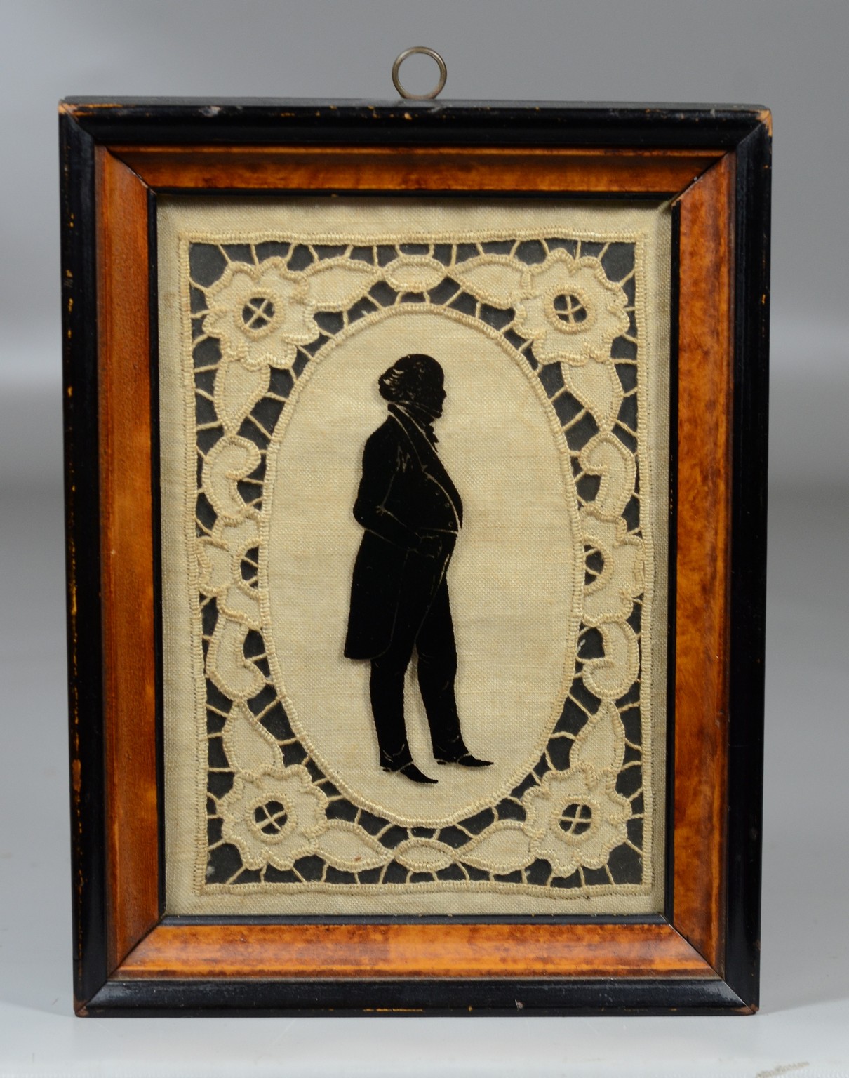 Appraisal: Reverse painted on glass silhouette of John Quincy Adams clear