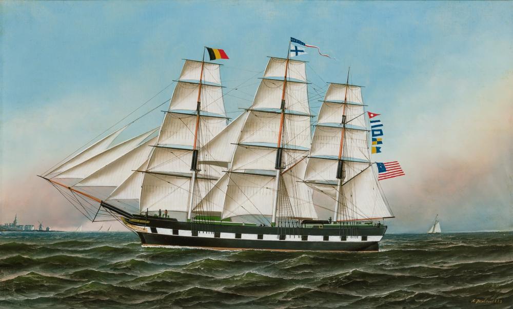 Appraisal: ANTONIO JACOBSEN American Danish - American Ship Frederick Gebhard oil