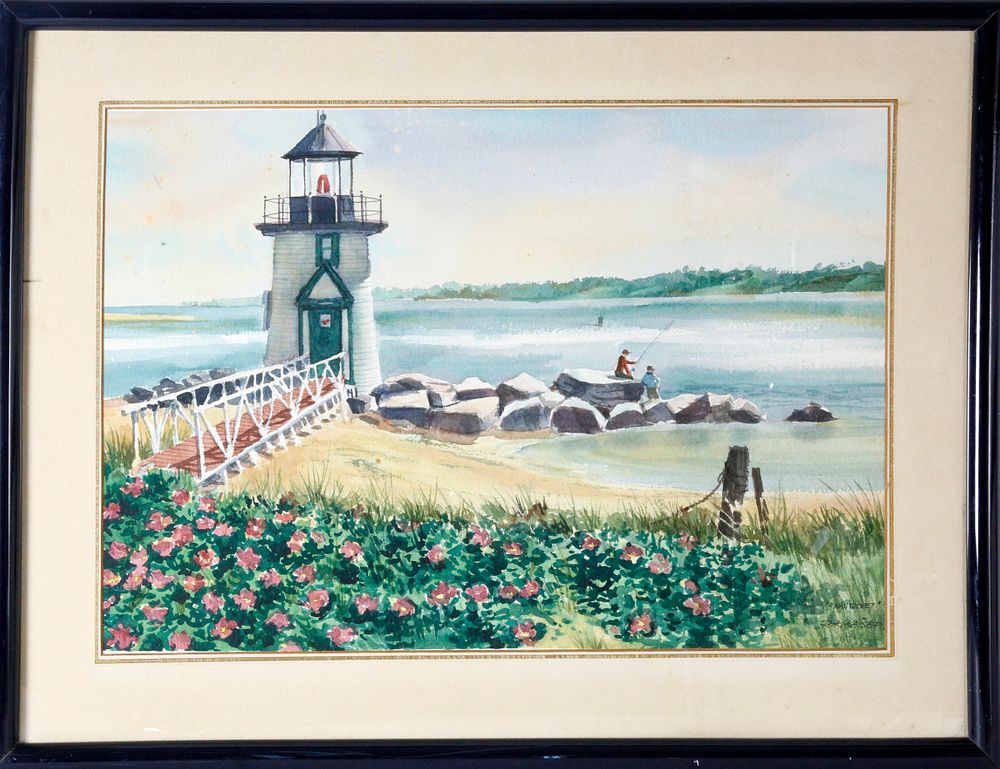 Appraisal: Richard K Kaiser Watercolor on Paper Brant Point Light Nantucket