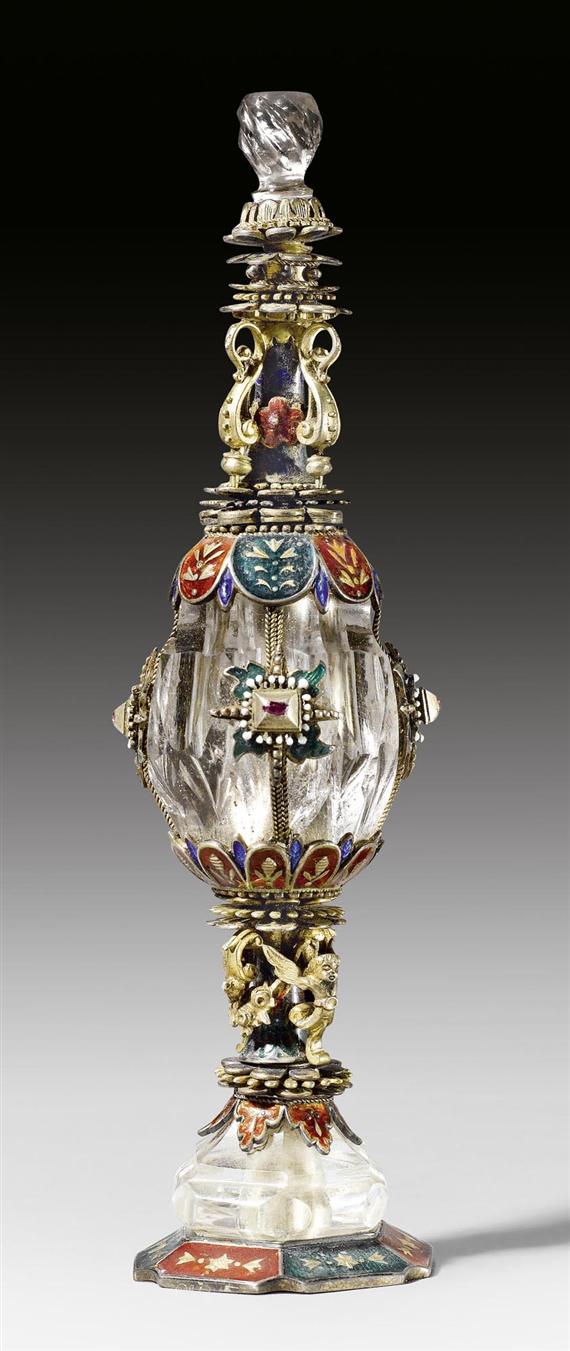 Appraisal: ORNAMENTAL BOTTLE Restauration probably Vienna th century Crystal finely painted