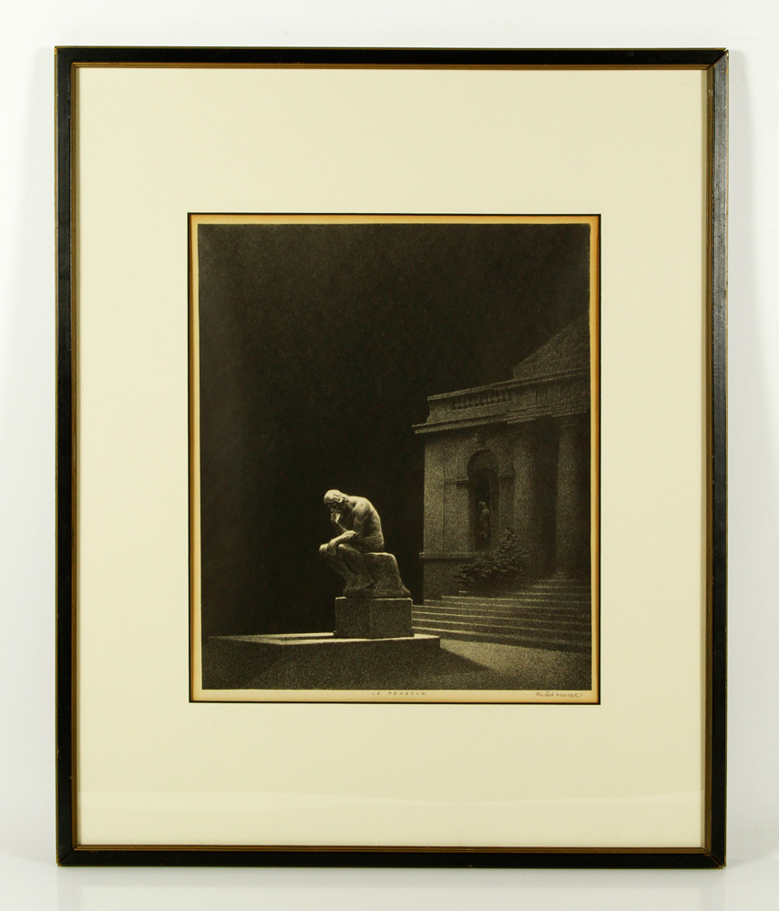 Appraisal: - Hoover Le Penseur Lithograph Ellison Hoover American - Le