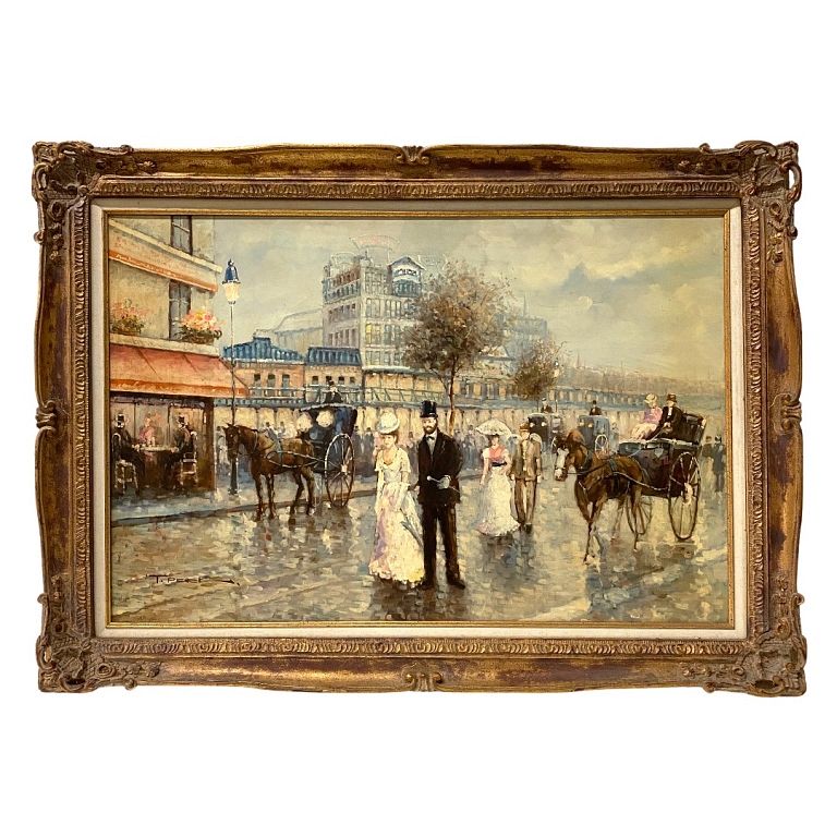 Appraisal: Paris City Scene Oil On Canvas Paris City Scene Oil