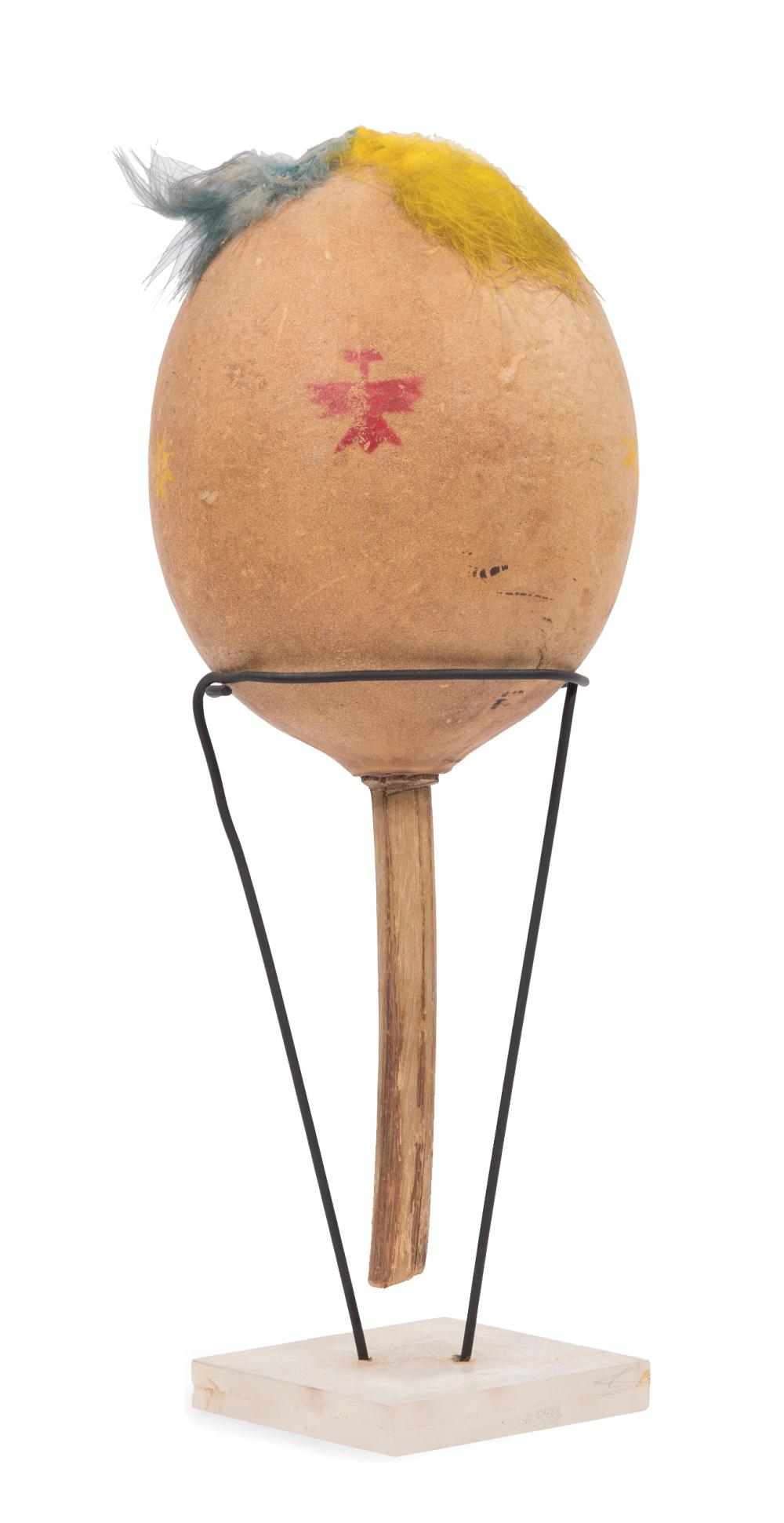 Appraisal: Anasazi Gourd Rattle th c decorated with eagle design and