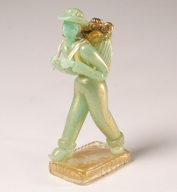 Appraisal: Barovier Toso Green Art Glass Male Figure w Fruit H