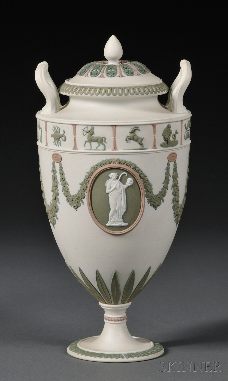 Appraisal: Wedgwood Three-color Jasper Vase and Cover England late th century