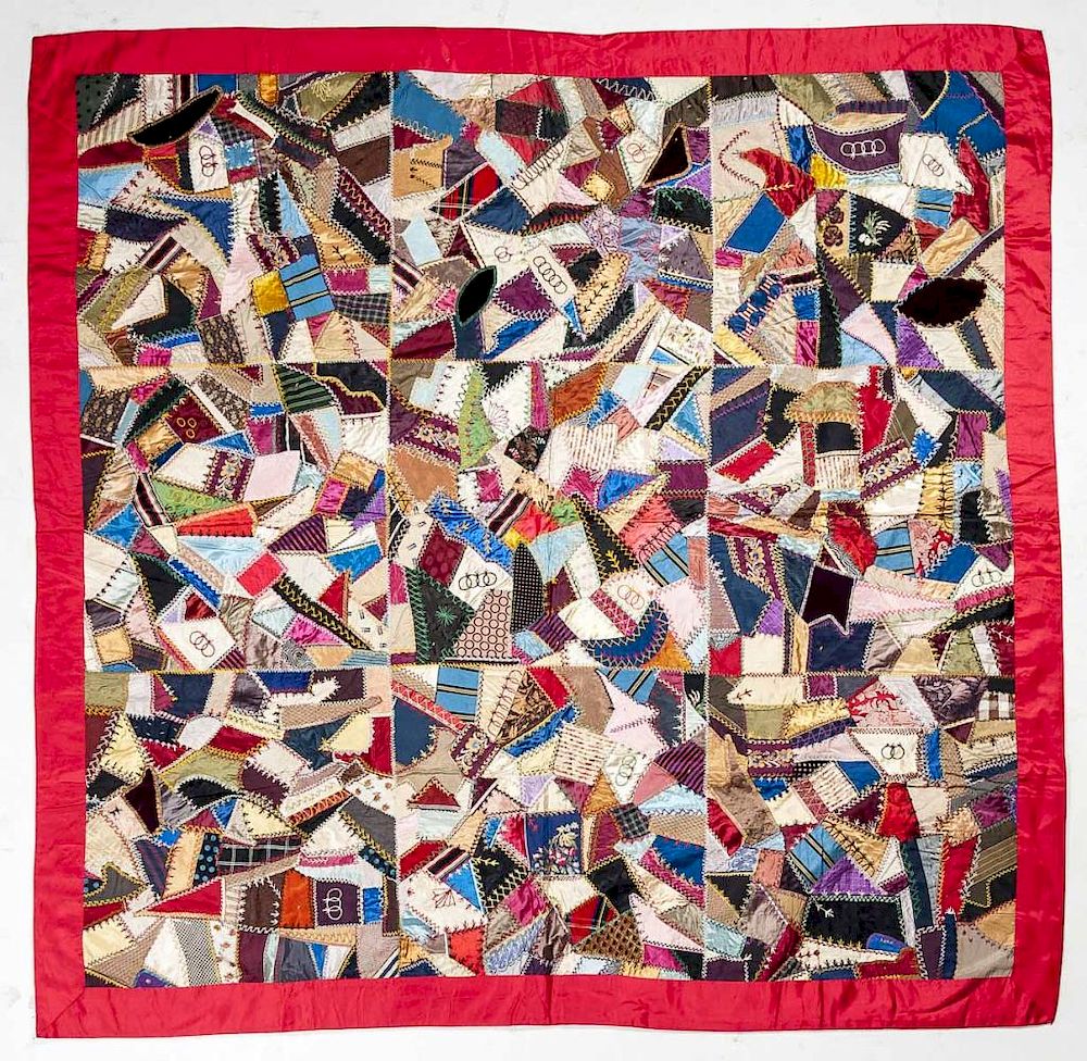 Appraisal: Handmade Crazy Quilt DESCRIPTION Handmade crazy quilt Made in Lock