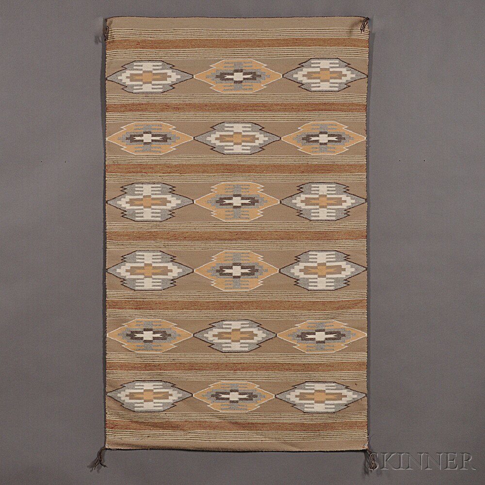 Appraisal: Navajo Contemporary Weaving woven in a banded design with natural