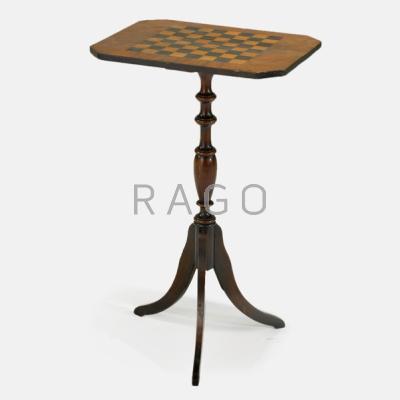 Appraisal: AMERICAN GAMES TABLE Mahogany top with ebony and light wood