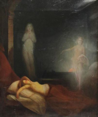 Appraisal: Unsigned Allegorical Oil on Canvas Sleeping Nude Late th early