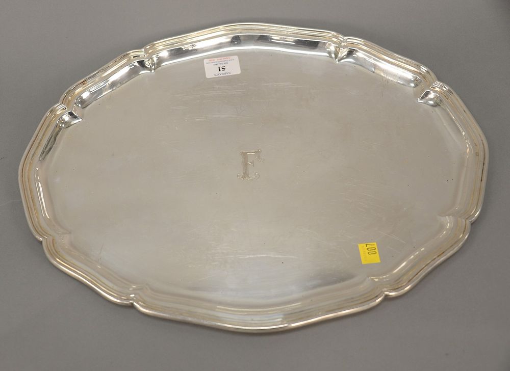 Appraisal: Continental silver tray marked lg in troy ounces Provenance An