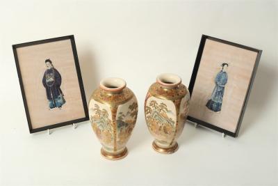 Appraisal: A pair of Japanese satsuma vases of square baluster form