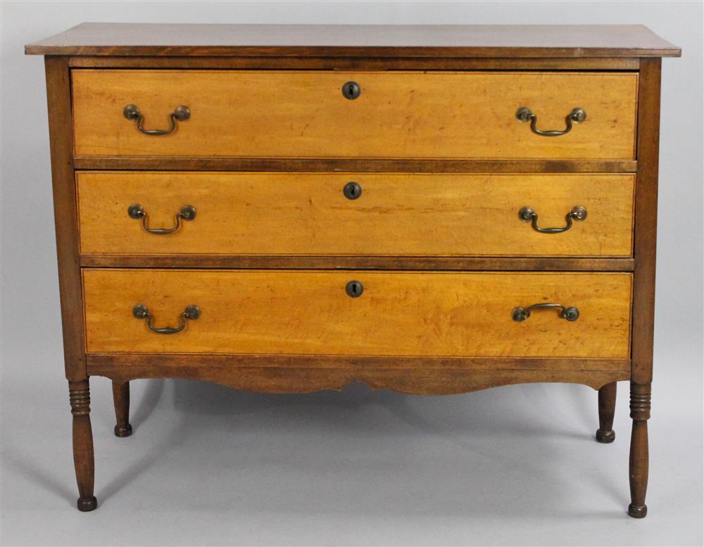 Appraisal: AMERICAN SHERATON CHERRYWOOD AND MAPLE CHEST OF DRAWERS ca having