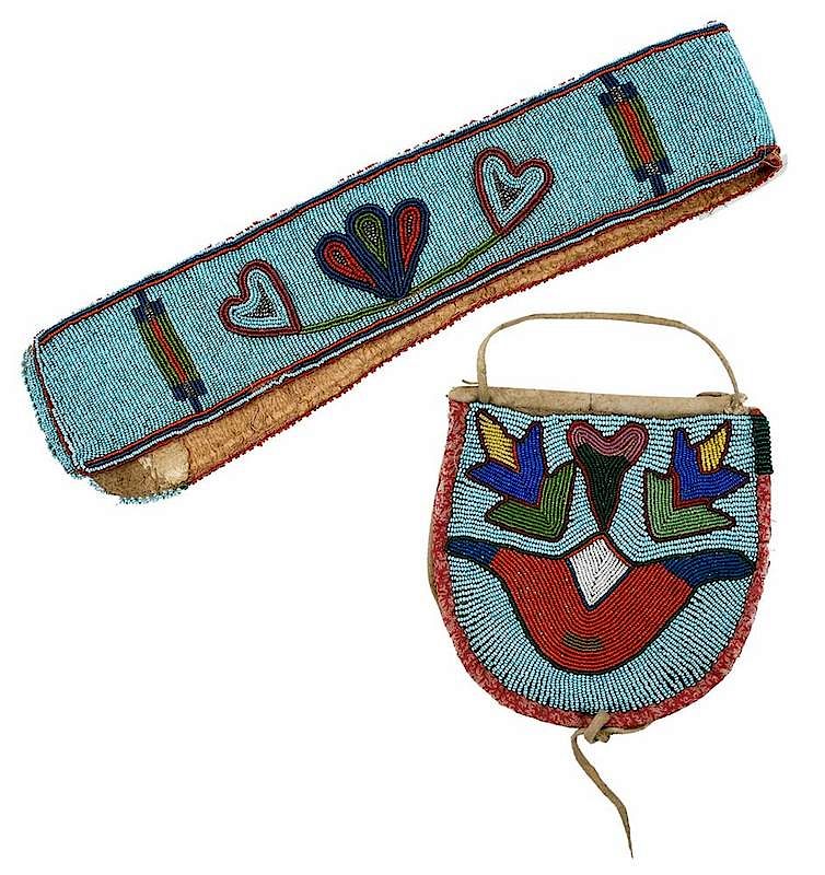 Appraisal: Plateau Beaded Bag and Beaded Strip belt pouch mirror bag