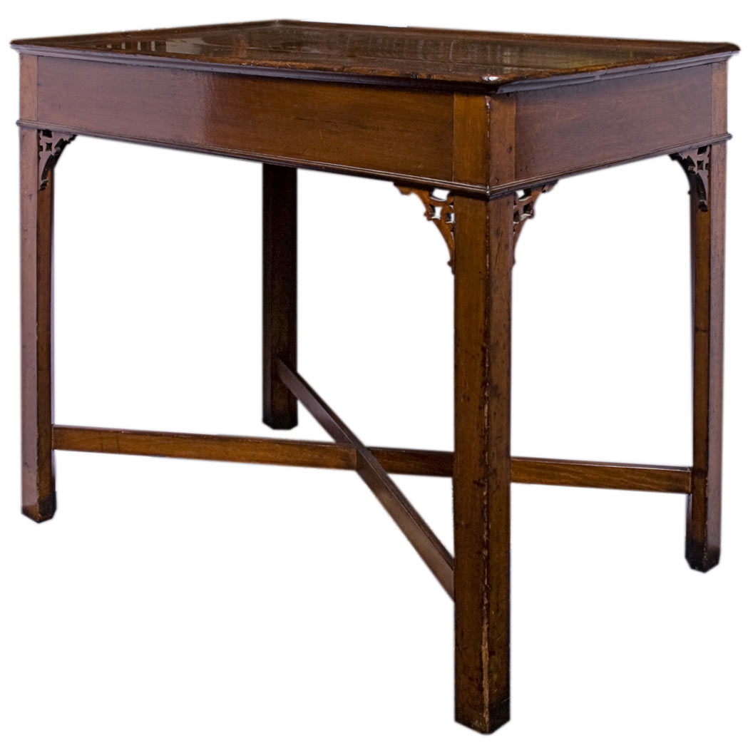 Appraisal: George III Mahogany Tea Table The rectangular dished top raised