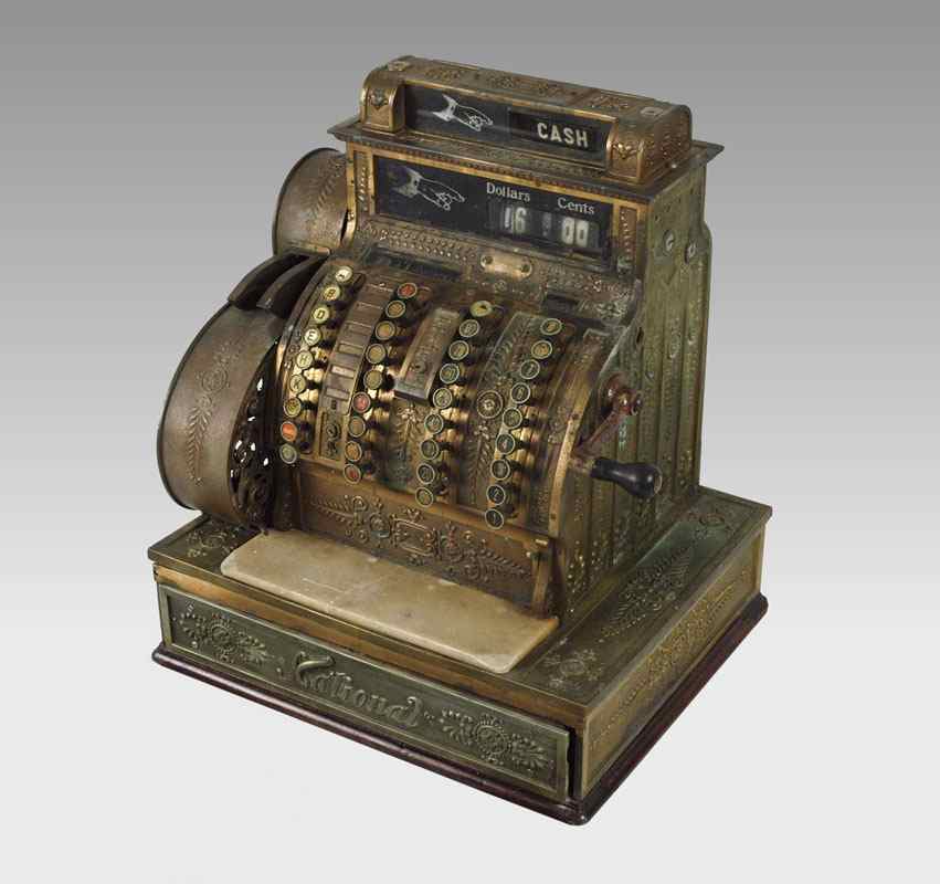 Appraisal: BRASS NATIONAL CASH REGISTER Empire style ornate brass case with