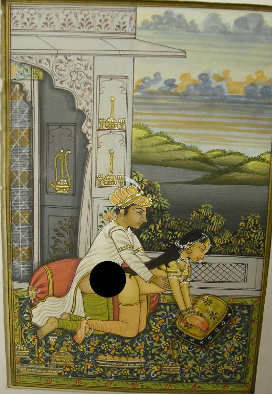 Appraisal: Indian School - erotic illustration of an amorous couple in