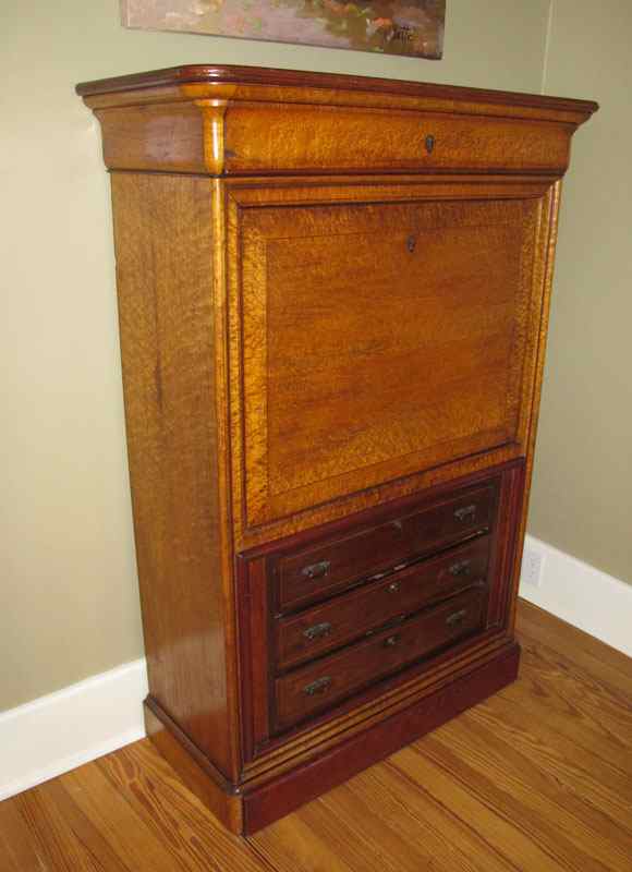 Appraisal: TH CENTURY SECRETARY ABATTANT Mixed wood with burl veneer top