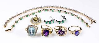 Appraisal: Collection of gemstone and gold jewelry Collection of gemstone and