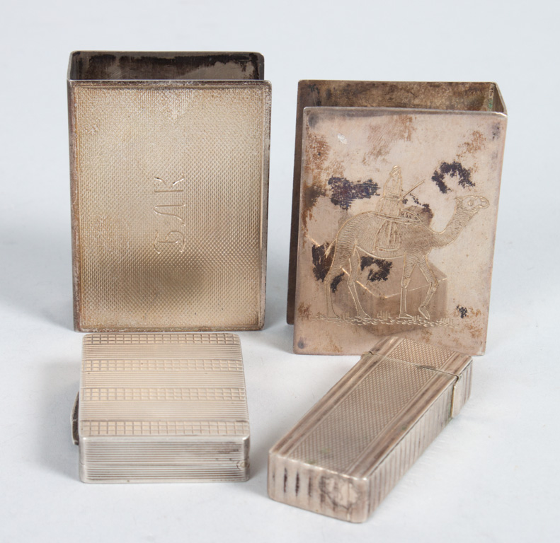 Appraisal: Two Continental silver match box covers together with a silver