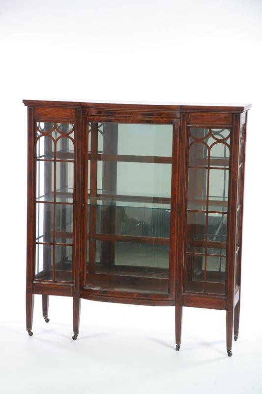 Appraisal: CHINA CABINET Inlaid mahogany with a single bowed and glazed