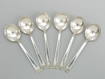 Appraisal: J S Co Sterling Silver Cream Soup Spoons Set of