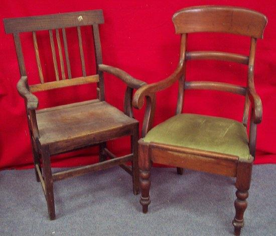 Appraisal: A Victorian mahogany armchair the bar back above horizontal splats