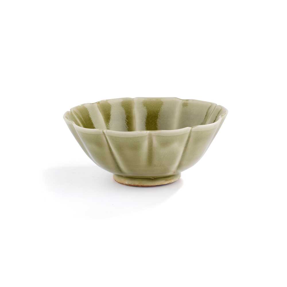 Appraisal: YAOZHOU CELADON-GLAZED FOLIATE TEN-LOBED BOWL SONG DYNASTY delicately potted the