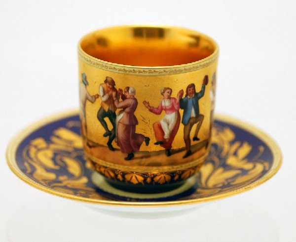 Appraisal: Royal Vienna handpainted cup and saucer cup with gilt interior