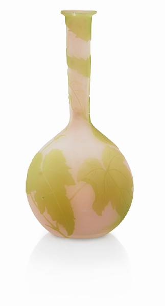 Appraisal: A Gall cameo glass stick neck vase circa signed Gall