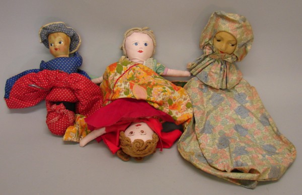 Appraisal: Lot of dolls Pair of 's topsy-turvy dolls Ladies with