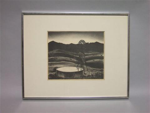 Appraisal: PETER HURD AMERICAN - THE WATER TANK Lithograph x in