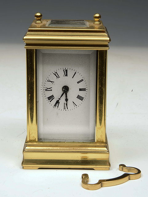 Appraisal: A MINIATURE CARRIAGE TIMEPIECE with Roman dial platform lever escapement