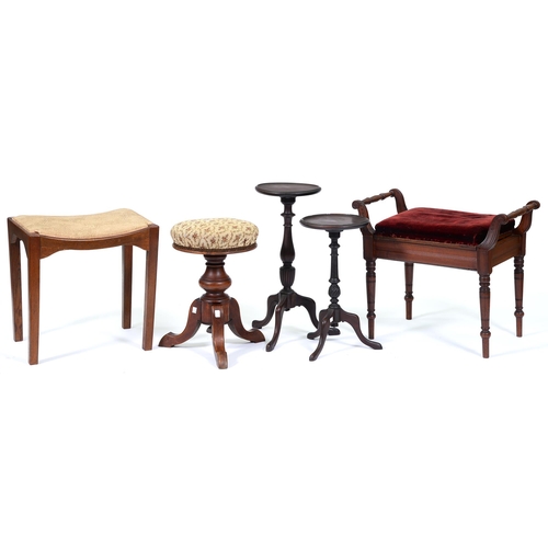 Appraisal: A Victorian music stool two other stools and two graduated