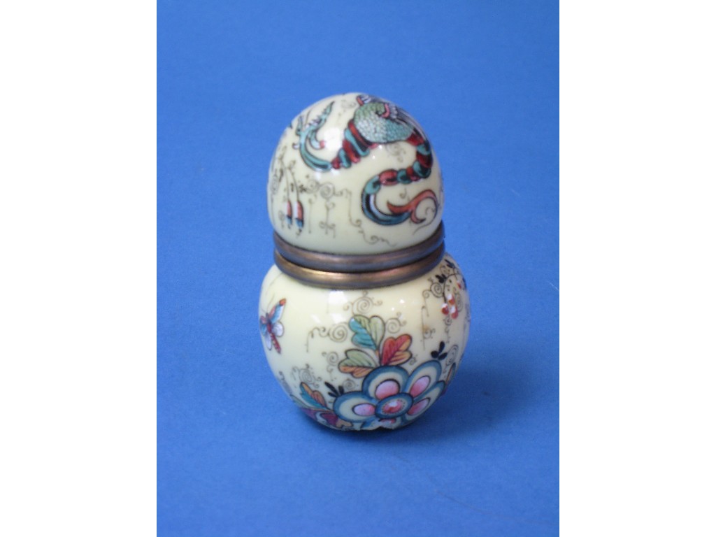 Appraisal: A Mordan Co enamel Scent Bottle with insect and floral