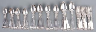 Appraisal: Cincinnati Coin Silver Flatware pcs Large group of coin silver