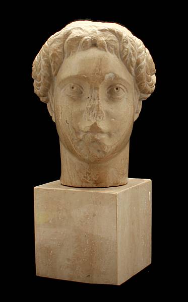 Appraisal: A carved marble head overall height in