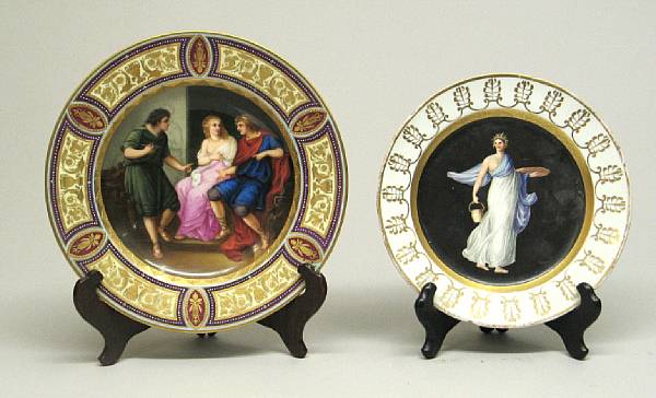 Appraisal: Two Continental porcelain cabinet plates th century The first Vienna