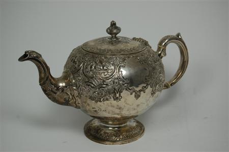 Appraisal: A Victorian bullet teapot by Marshall and Sons Edinburgh of