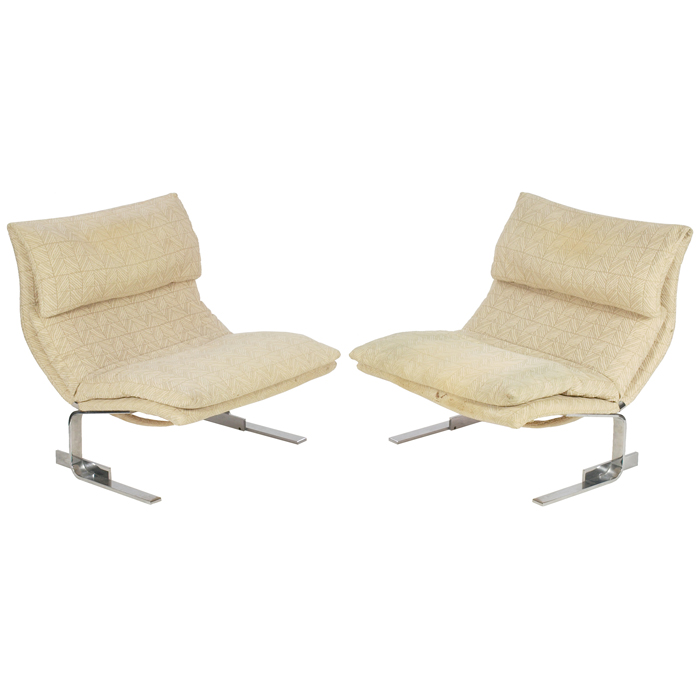 Appraisal: Sergio Giorgio Saporiti lounge chairs pair armless forms with neutral