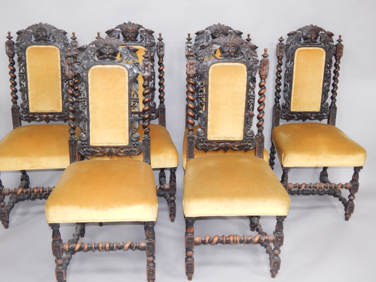 Appraisal: A set of six Victorian oak single dining chairs carved