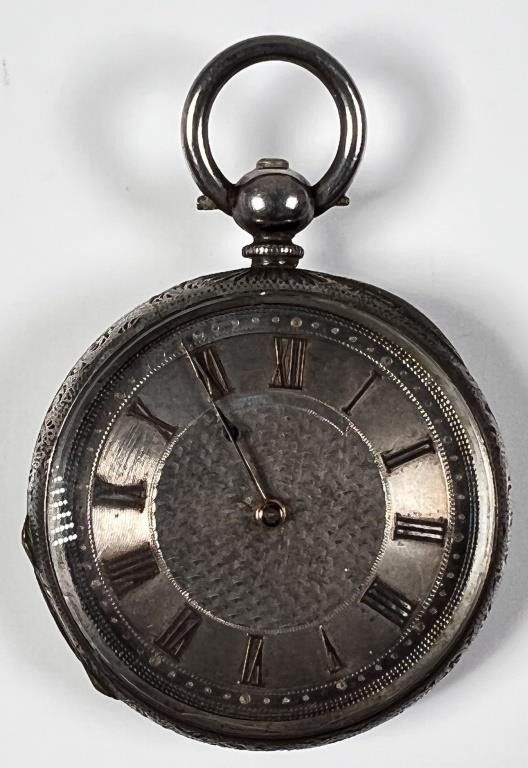 Appraisal: Mathey Geneve fine silver open face pocket watch Engraved case