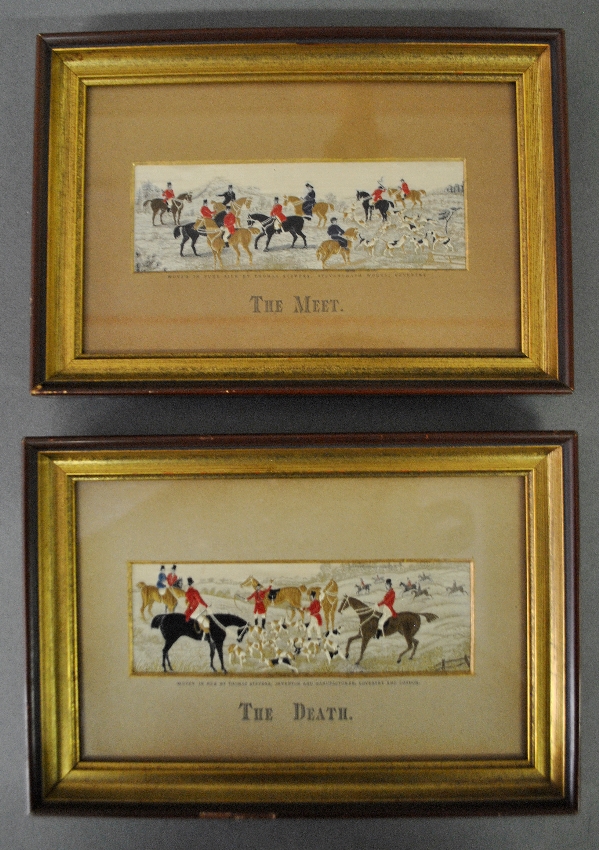 Appraisal: - Two Stevengraphs woven in silk of foxhunting scenes- The